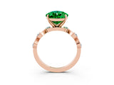 Rose gold Pear Cut Emerald Solitaire Twisted Band with Round  Accents and Prong Setting_27