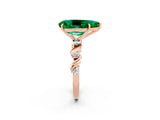 Rose gold Pear Cut Emerald Solitaire Twisted Band with Round  Accents and Prong Setting_38