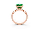 Rose gold Pear Cut Emerald Solitaire Twisted Band with Round  Accents and Prong Setting_39