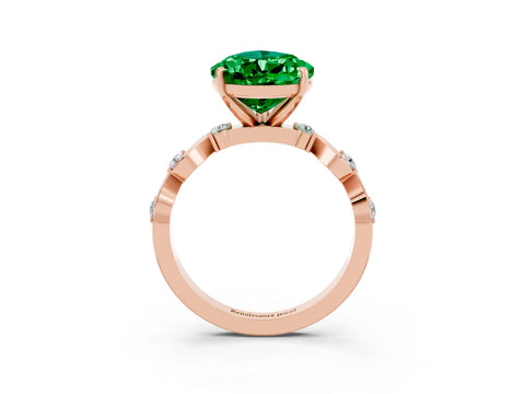 Rose gold Pear Cut Emerald Solitaire Twisted Band with Round  Accents and Prong Setting_39