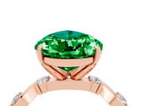 Rose gold Pear Cut Emerald Solitaire Twisted Band with Round  Accents and Prong Setting_40