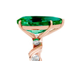 Rose gold Pear Cut Emerald Solitaire Twisted Band with Round  Accents and Prong Setting_41