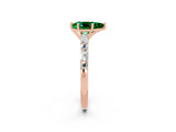 Rose gold Pear Cut Emerald Solitaire with Side Baguettes and Channel Set Band_2