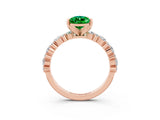 Rose gold Pear Cut Emerald Solitaire with Side Stones, Pave Band, Four-Prong Setting_39