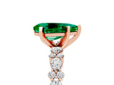Rose gold Pear Cut Emerald Solitaire with Side Stones, Pave Band, Four-Prong Setting_41