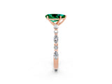 Rose gold Pear Cut Emerald Solitaire with Side Stones on a Pavé Band and Four-Prong Setting_2