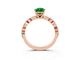 Rose gold Pear Cut Emerald Solitaire with Side Stones on a Pavé Band and Four-Prong Setting_3