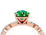 Rose gold Pear Cut Emerald Solitaire with Side Stones on a Pavé Band and Four-Prong Setting_4