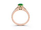 Rose gold Pear Cut Emerald Split Shank Engagement Ring with Pavé Band_3