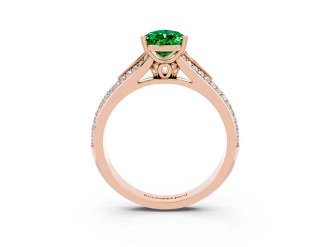 Rose gold Pear Cut Emerald Split Shank Engagement Ring with Pavé Band_3