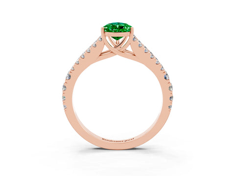 Rose gold Pear Cut Emerald Split Shank Pavé Engagement Ring with Four-Prong Setting_15