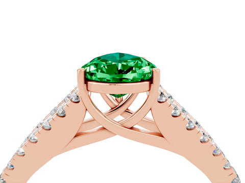 Rose gold Pear Cut Emerald Split Shank Pavé Engagement Ring with Four-Prong Setting_16