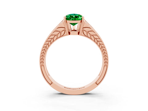 Rose gold Pear Cut Emerald Split Shank Ring with Pavé Band and Four-Prong Setting_3