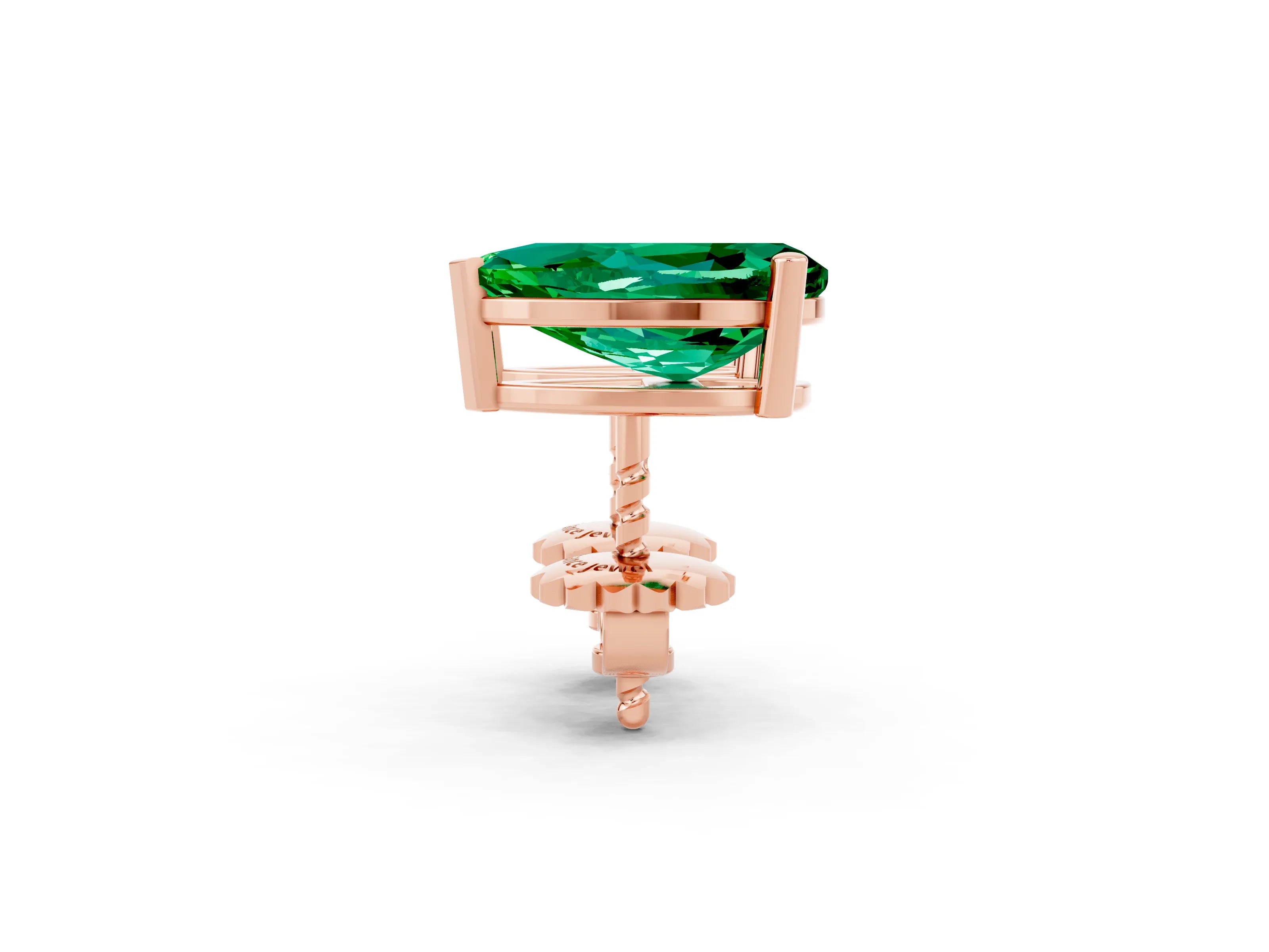 Rose gold Pear Cut Emerald Stud Earrings_14