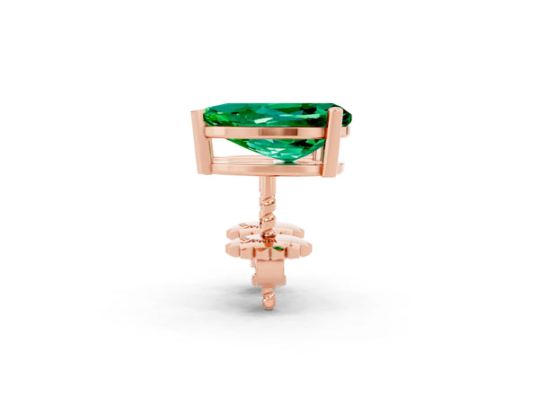 Rose gold Pear Cut Emerald Stud Earrings