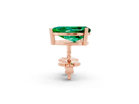 Rose gold Pear Cut Emerald Stud Earrings_14
