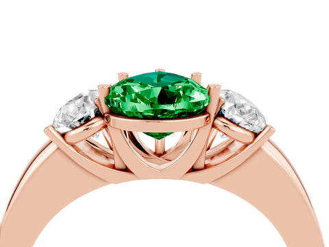 Rose gold Pear Cut Emerald Three-Stone Ring with Four-Prong Setting and Classic Band_4