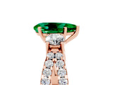 Rose gold Pear Cut Emerald Three-Stone Ring with Pavé Split Shank and Four-Prong Setting_17