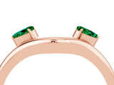 Rose gold Pear Cut Emerald Two-Stone Open Band Ring with Prong Setting_10
