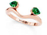 Rose gold Pear Cut Emerald Two-Stone Open Band Ring with Prong Setting_7
