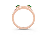 Rose gold Pear Cut Emerald Two-Stone Open Band Ring with Prong Setting_9