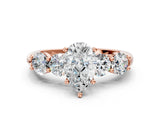 Rose gold Pear Cut Five-Stone Prong Set Diamond Ring with Classic Band_44