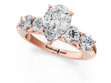 Rose gold Pear Cut Five-Stone Prong Set Diamond Ring with Classic Band_45