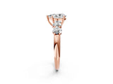 Rose gold Pear Cut Five-Stone Prong Set Diamond Ring with Classic Band_46