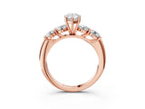 Rose gold Pear Cut Five-Stone Prong Set Diamond Ring with Classic Band_47