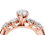 Rose gold Pear Cut Five-Stone Prong Set Diamond Ring with Classic Band_48