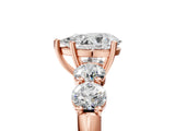 Rose gold Pear Cut Five-Stone Prong Set Diamond Ring with Classic Band_49