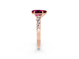 Rose gold Pear Cut Garnet Cluster Side Stone Solitaire Ring with Prong Setting_26