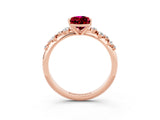 Rose gold Pear Cut Garnet Cluster Side Stone Solitaire Ring with Prong Setting_27