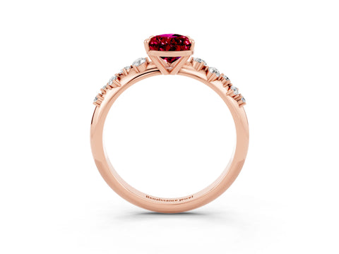 Rose gold Pear Cut Garnet Cluster Side Stone Solitaire Ring with Prong Setting_27