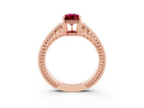 Rose gold Pear Cut Garnet Engagement Ring with Milgrain Channel Set Band and Prong Setting_3