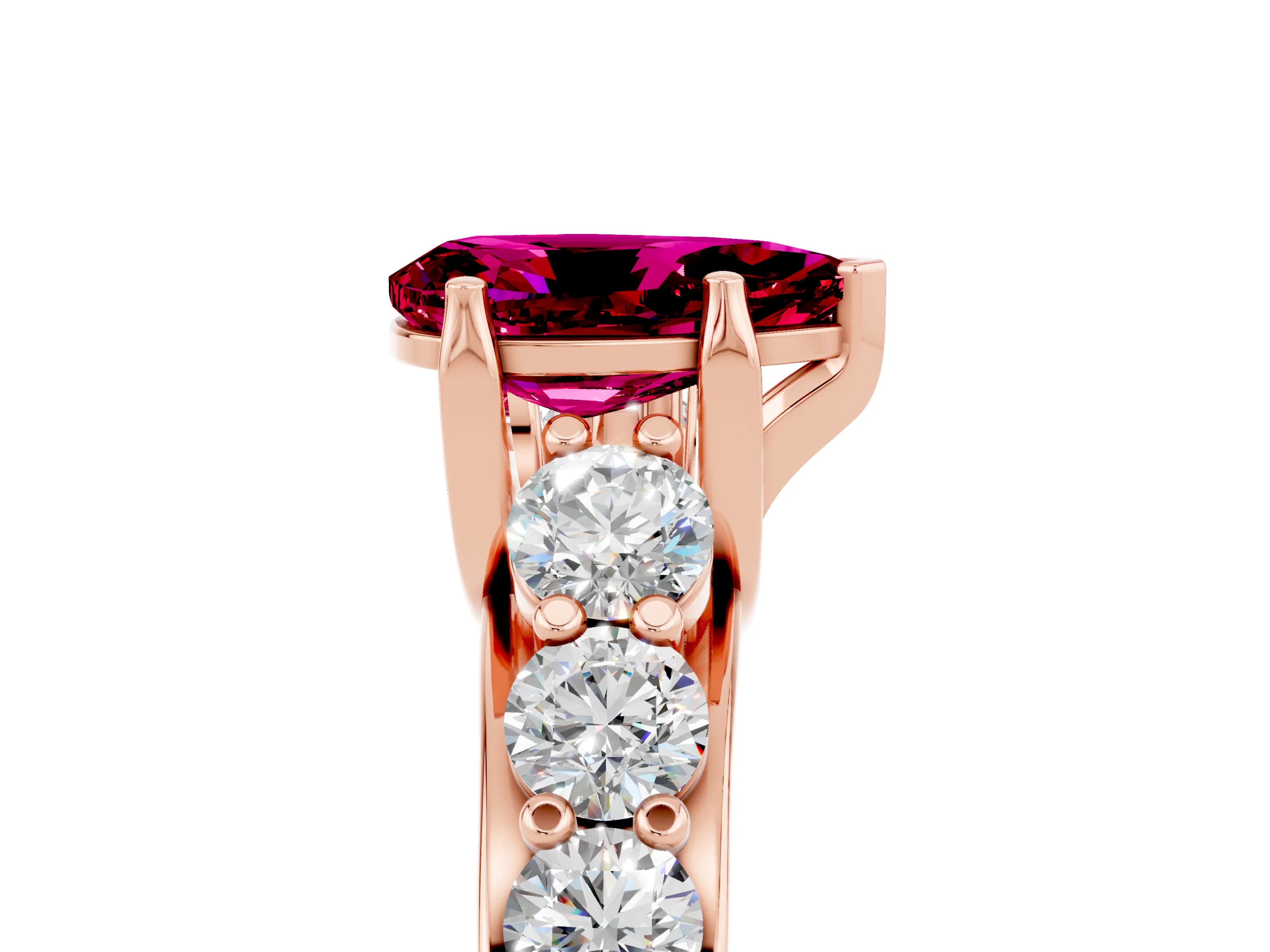 Rose gold Pear Cut Garnet Engagement Ring with Pavé Band and Four-Prong Setting_5