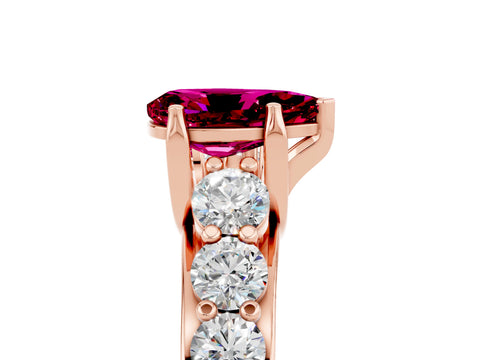 Rose gold Pear Cut Garnet Engagement Ring with Pavé Band and Four-Prong Setting_5