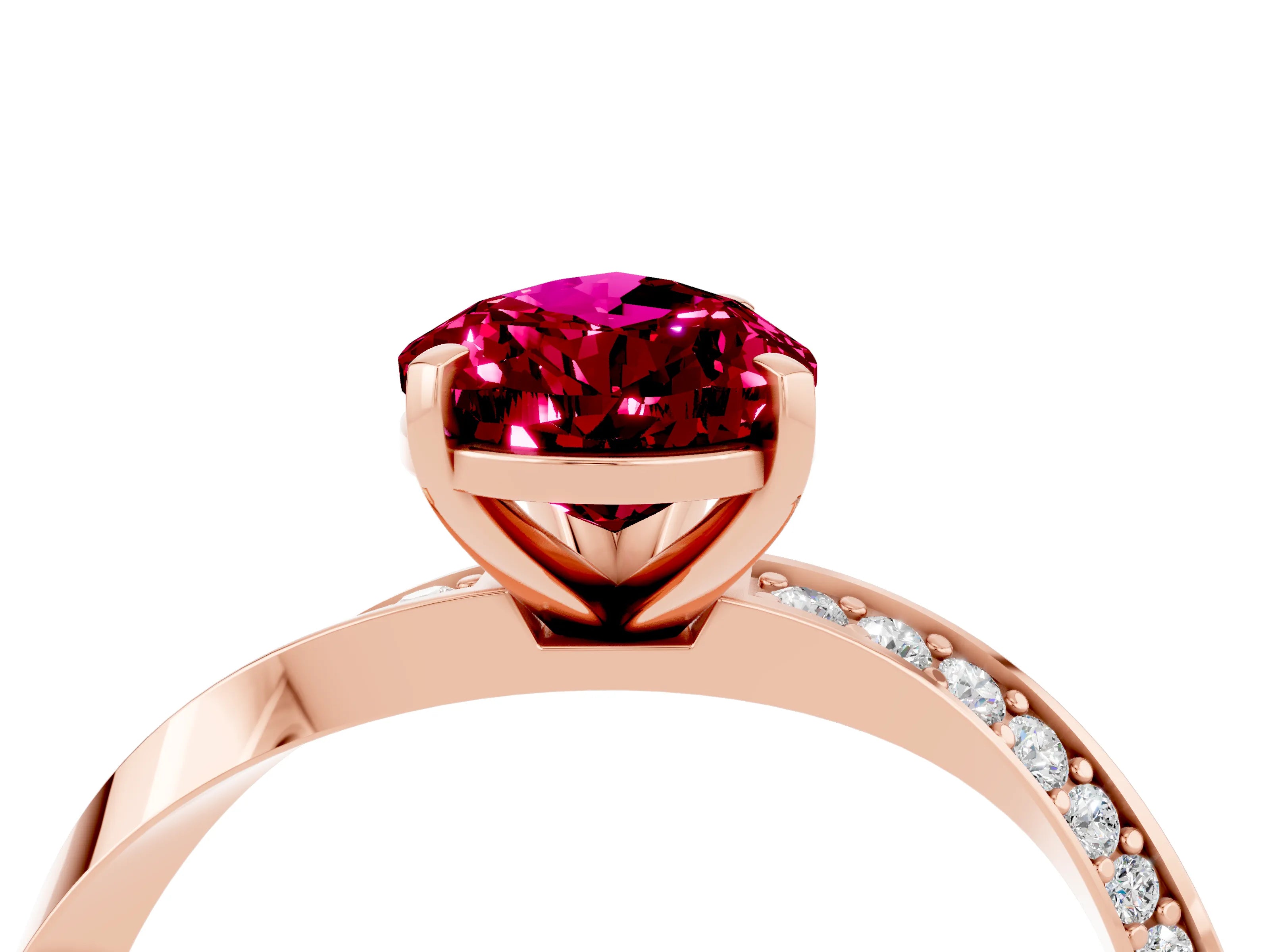 Rose gold Pear Cut Garnet Engagement Ring with Side Stone Accents and Four-Prong Setting_31
