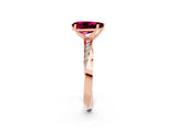 Rose gold Pear Cut Garnet Engagement Ring with Side Stone Accents and Four-Prong Setting_62