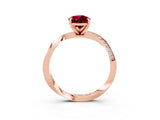 Rose gold Pear Cut Garnet Engagement Ring with Side Stone Accents and Four-Prong Setting_63