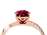 Rose gold Pear Cut Garnet Engagement Ring with Side Stone Accents and Four-Prong Setting_64