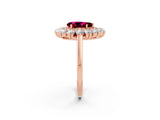 Rose gold Pear Cut Garnet Floral Double Halo Engagement Ring with Prong Setting_63
