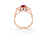 Rose gold Pear Cut Garnet Floral Double Halo Engagement Ring with Prong Setting_64