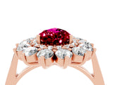 Rose gold Pear Cut Garnet Floral Double Halo Engagement Ring with Prong Setting_65