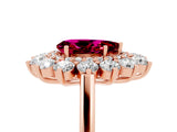 Rose gold Pear Cut Garnet Floral Double Halo Engagement Ring with Prong Setting_66