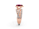 Rose gold Pear Cut Garnet Halo Ring with Round Split Shank and Prong Setting_50