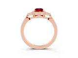Rose gold Pear Cut Garnet Halo Ring with Tapered Band and Four-Prong Setting_3