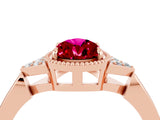 Rose gold Pear Cut Garnet Halo Ring with Tapered Band and Four-Prong Setting_4