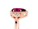 Rose gold Pear Cut Garnet Halo Ring with Tapered Band and Four-Prong Setting_5