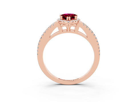 Rose gold Pear Cut Garnet Halo Split Shank Engagement Ring_15